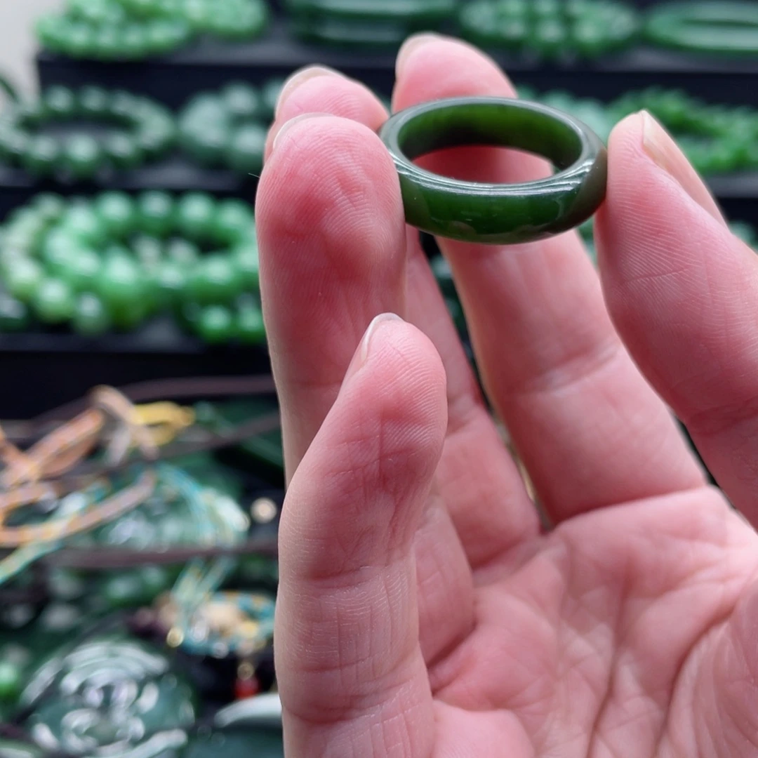 和田玉（碧玉）未镶嵌戒指19mm➕