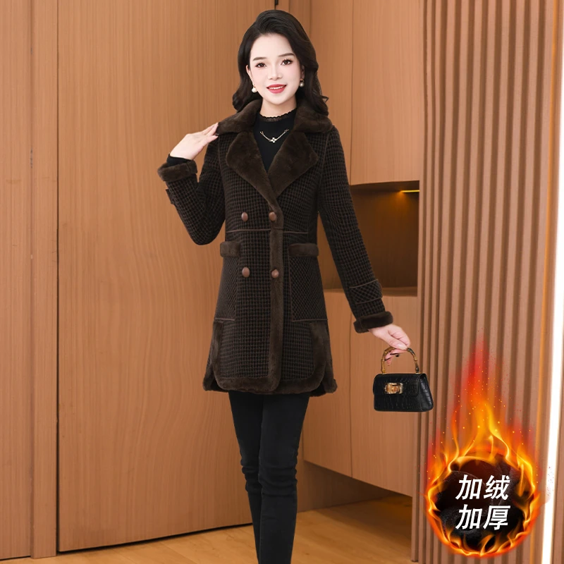 【外套】28526泓澄茂冬季贵夫人优雅大气时尚休闲修身加绒毛呢外套