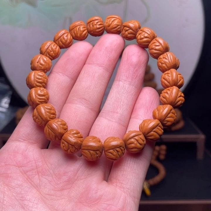 桃核手串12金蟾手串