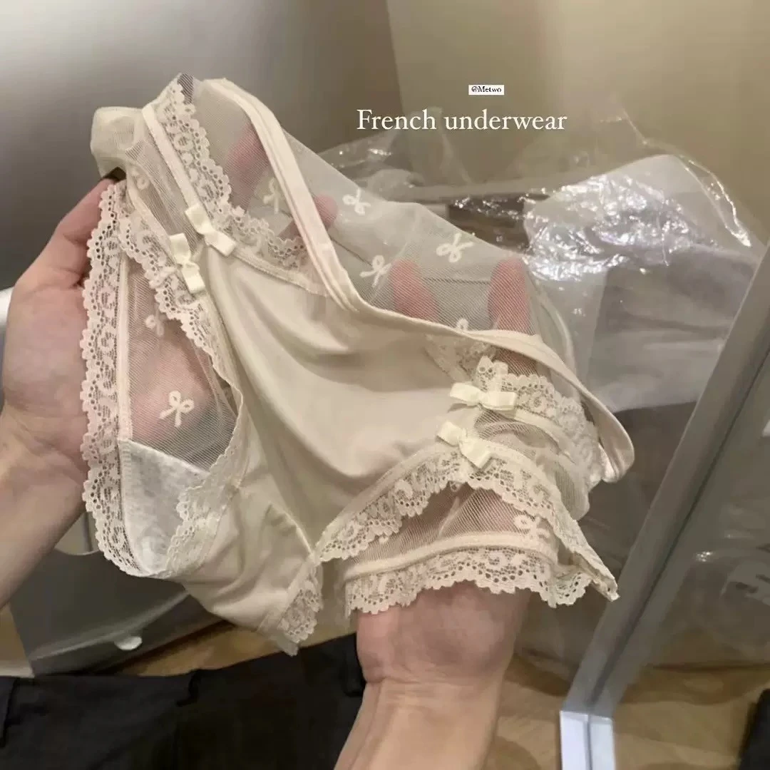 （三条装）内裤缎面纯棉高端蕾丝透气小心机镂空高弹舒适女士三角裤