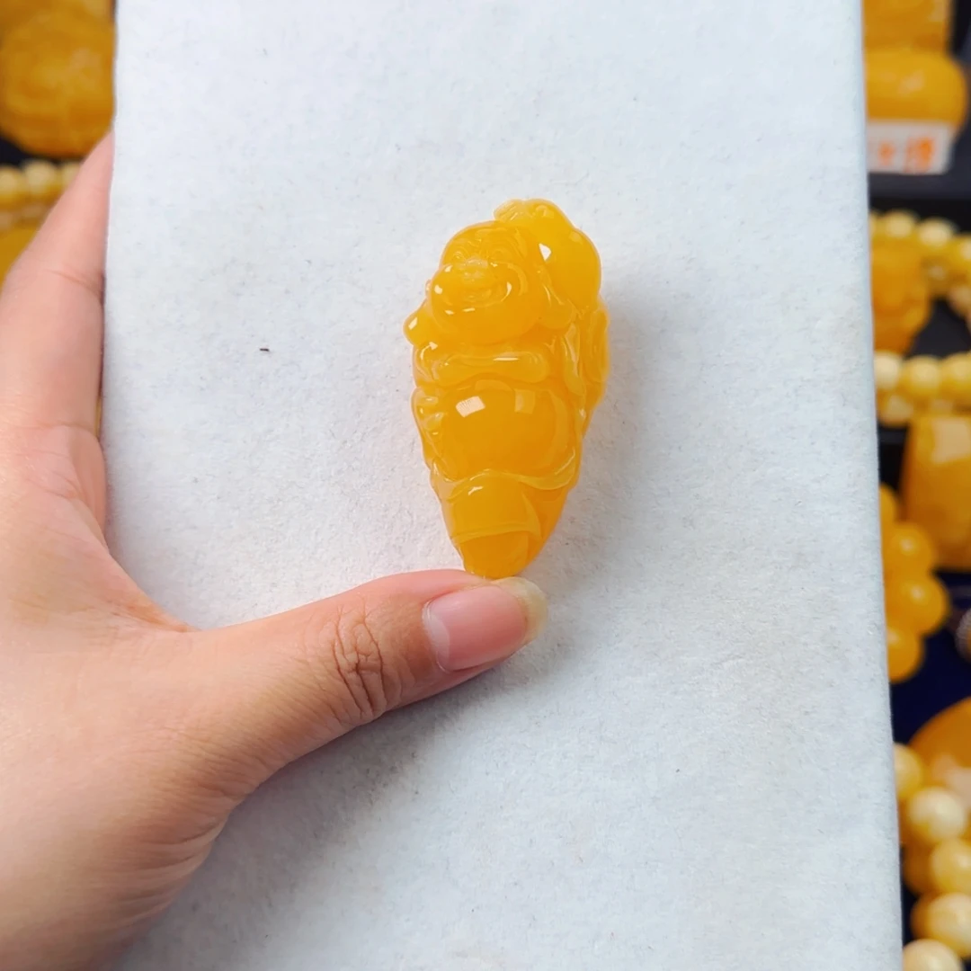 蜜蜡颈饰未镶嵌立体佛吊坠