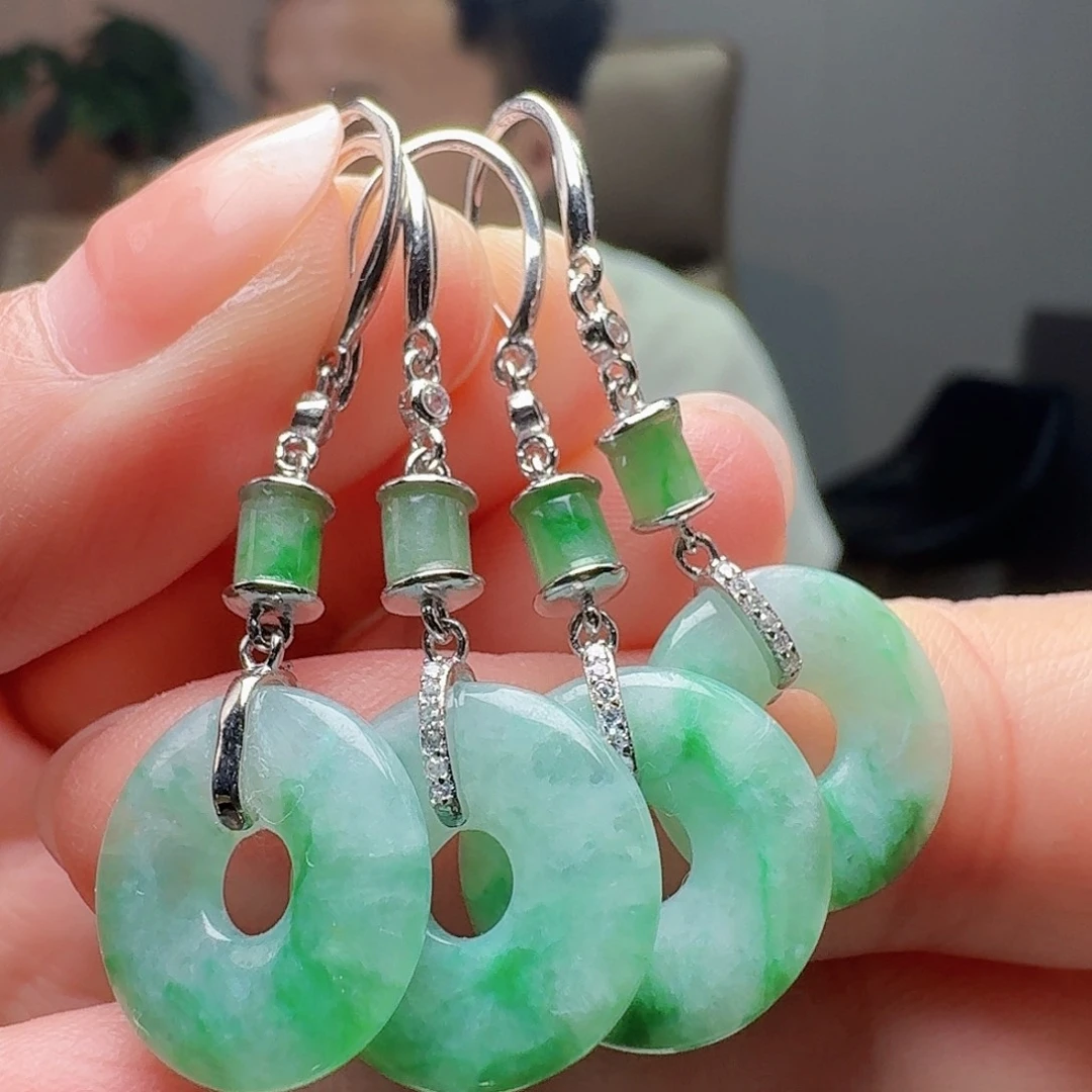 翡翠银S925镶嵌耳饰多样性发货其一