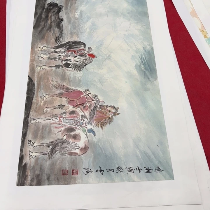 国画花鸟等图案为一体而