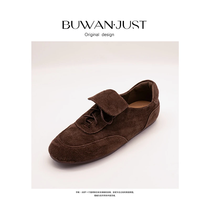 BUWANJUST 高品定制复古系带圆头舒适实穿豆豆鞋 B1150