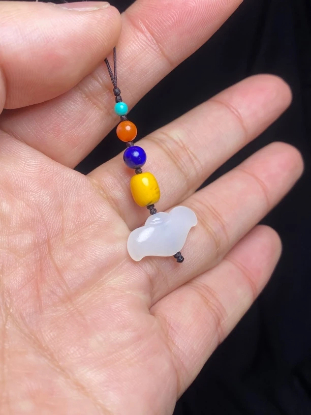 和田白玉元宝吊坠 20x11mm