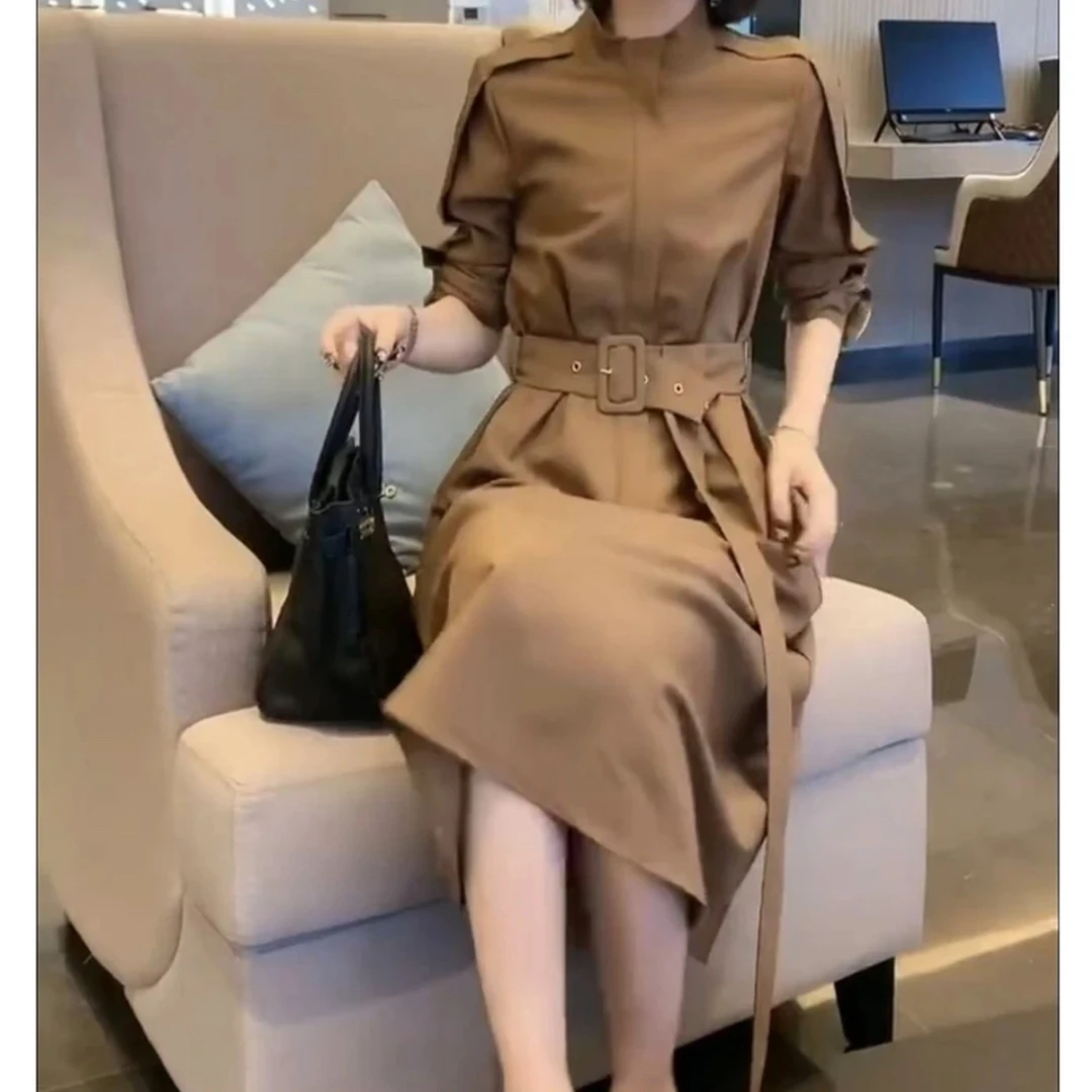 长袖连衣裙新款气质御姐范洋气中长款裙子