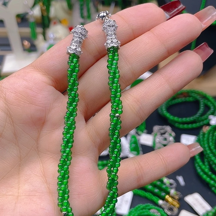 翡翠未镶嵌颈饰翡翠麻花项链