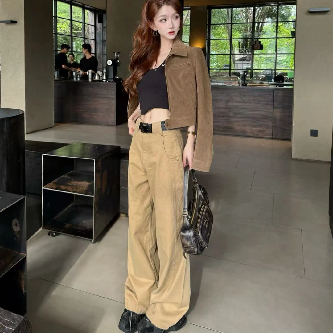 【野生辣妹既视感】高腰弯刀直筒宽松显瘦休闲裤慵懒阔腿裤