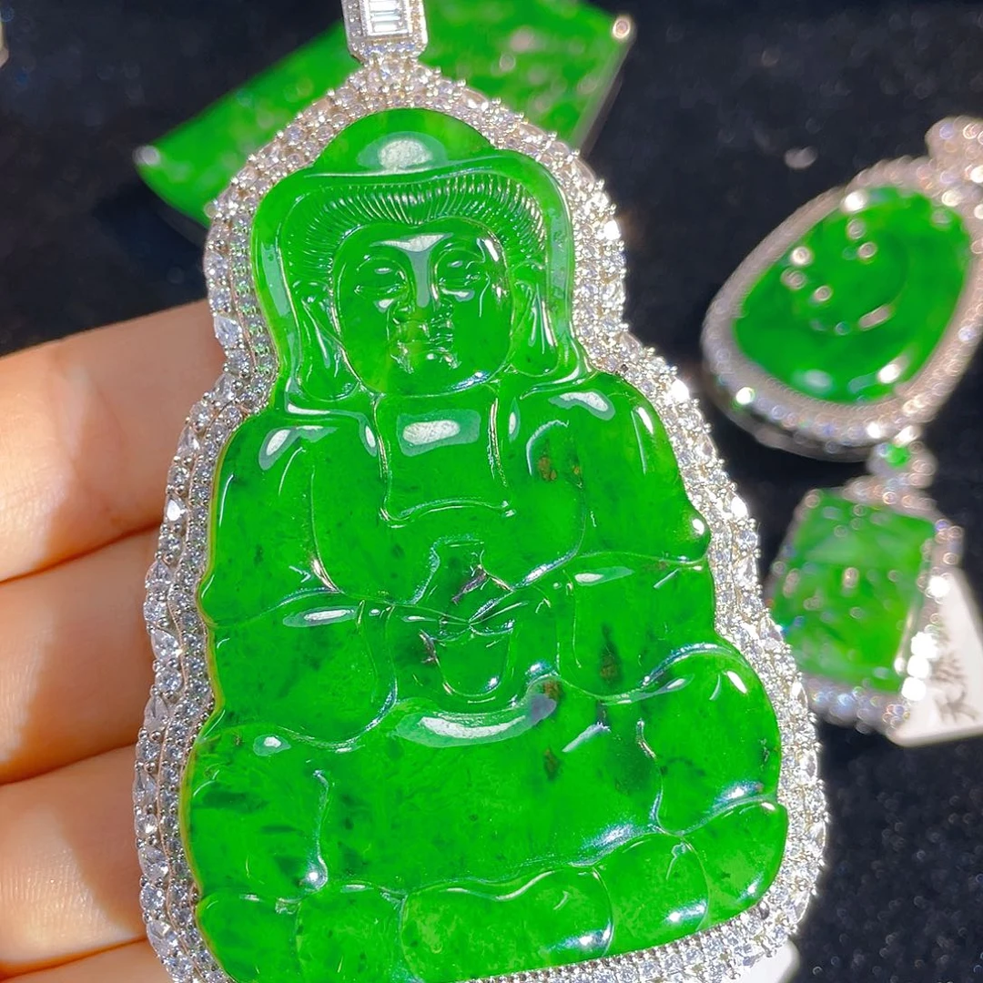 翡翠银S925镶嵌颈饰天然