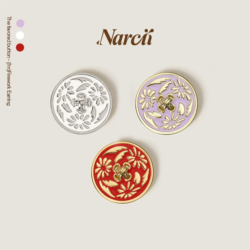 925银耳饰 NARCII烟火纽扣耳钉925银女小众原创高级轻奢感中古感