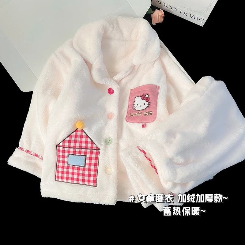 2025法兰绒儿童珊瑚绒冬季新款女童睡衣加厚款中大童小女孩家居服