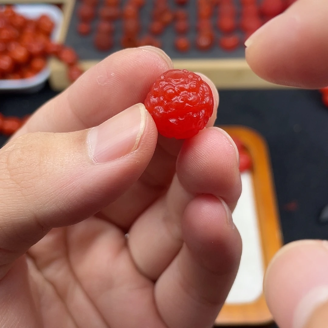 南红玛瑙11号保山锦红哑光卡15貔貅珠未镶嵌