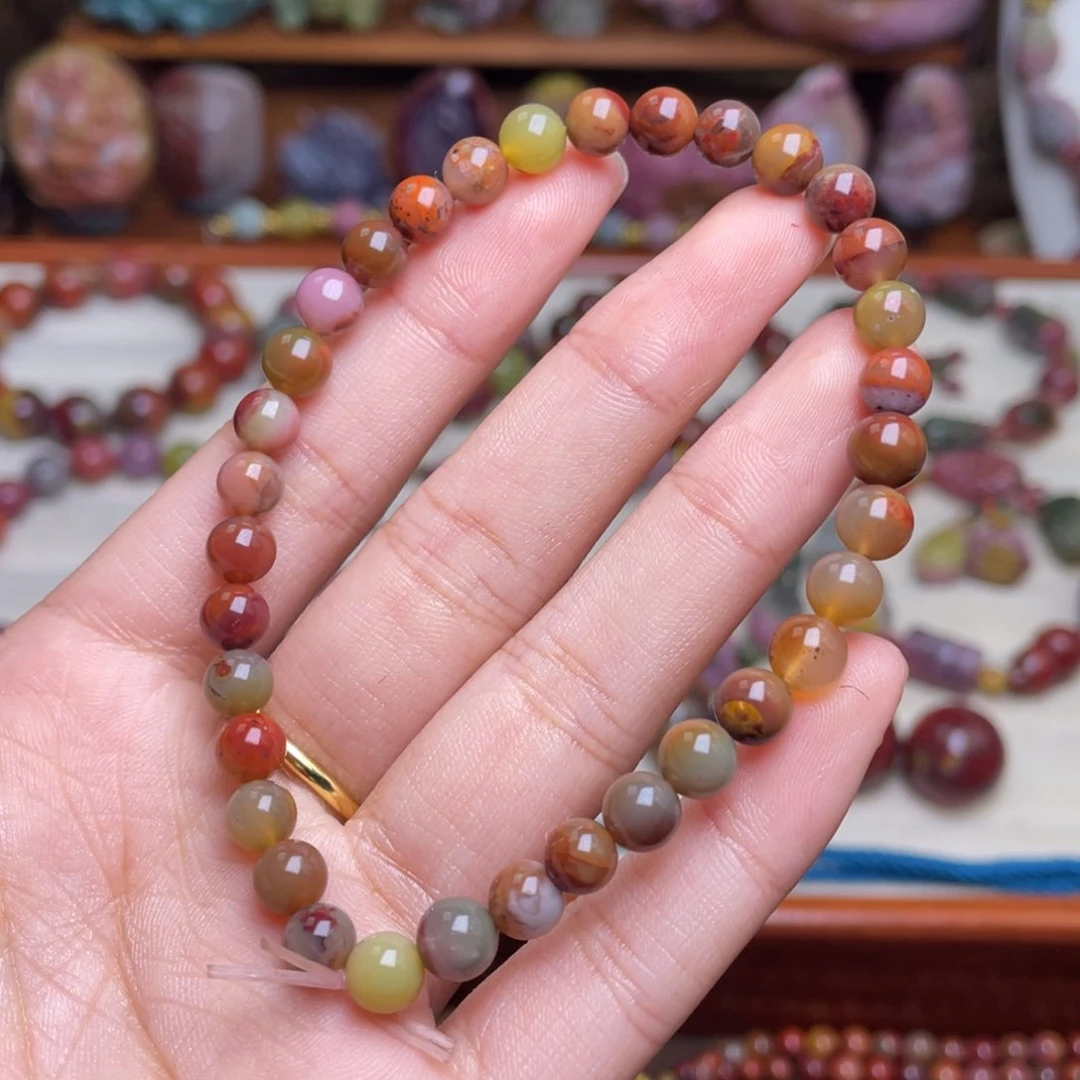 玛瑙/玉髓珠宝半成品未镶嵌盐源玛瑙小米包浆珠