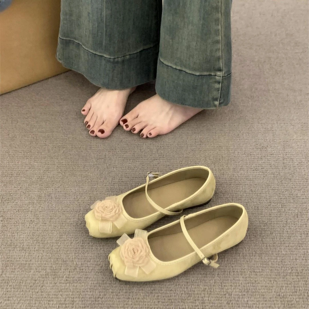 轻奢平底法式芭蕾舞单鞋仙女鞋子春秋新款夏季配裙子芭蕾舞晚晚鞋