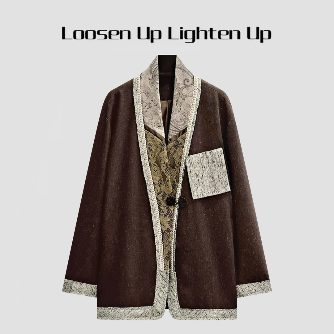 Loosen Up【艺术画廊】重工复古提花艺术设计拼接浪漫主义古着外套
