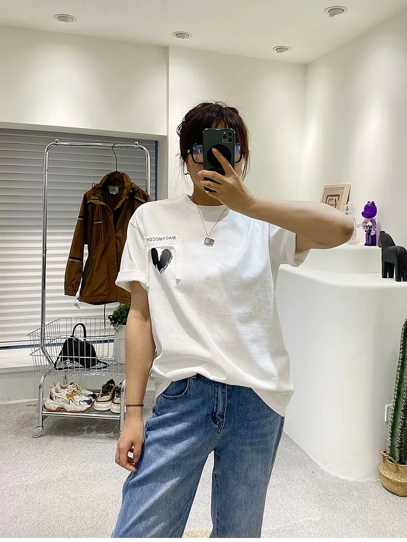 显瘦欧货2025早春新款2色韩版宽松字母短袖T恤胖mm大码