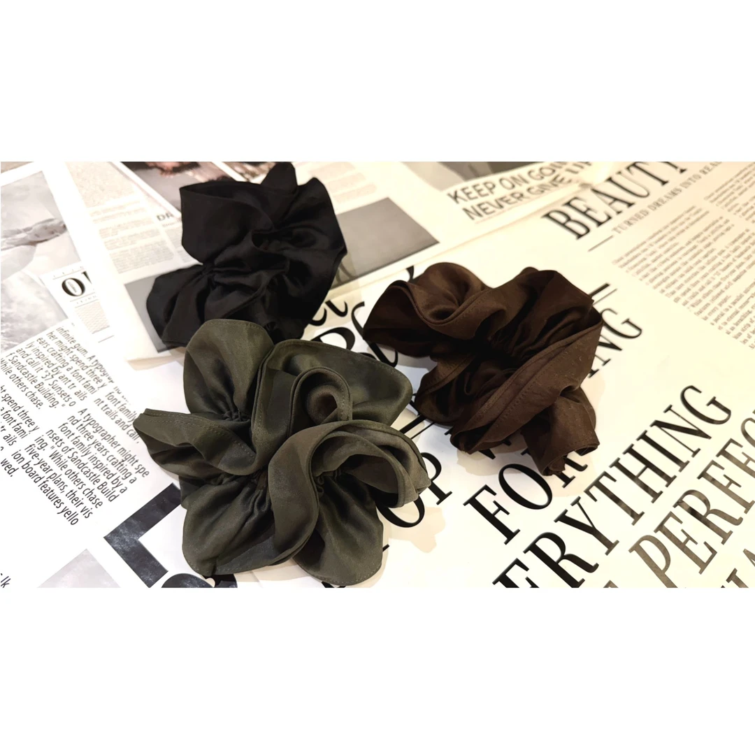 本期B入｜日韩-高质感·铜氨绒 慵懒风双层卷边大肠发圈头绳发饰