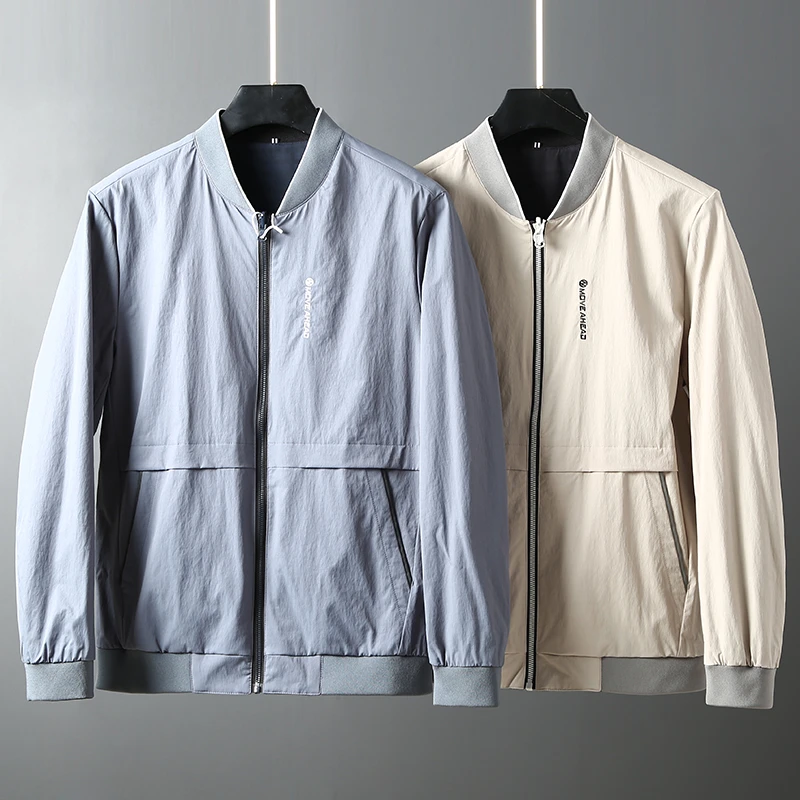 春季双面穿通勤外套简约时尚休闲男士棒球领修身夹克 24XH0007 08