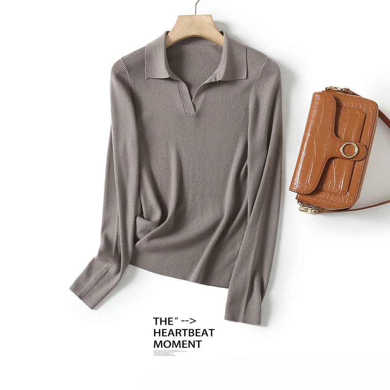 高定款秋冬女士海鸥领羊毛衫100%绵羊毛纯色BN690