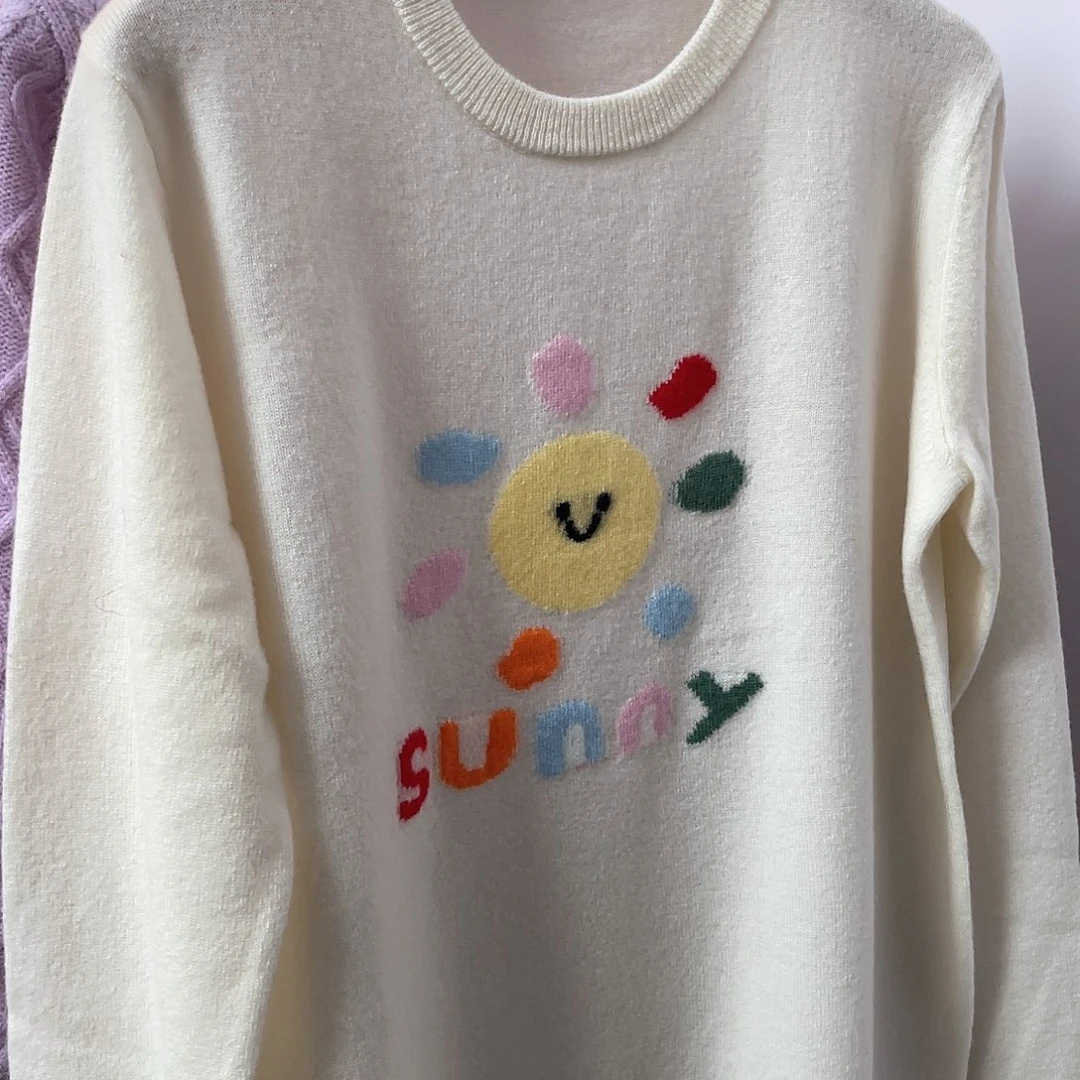 太阳花图案羊绒衫