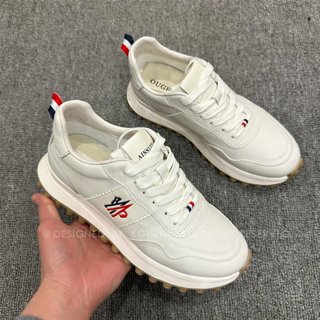 2025春夏款OGLS旁边红蓝小标透气真皮男款百搭高级感上档次休闲鞋