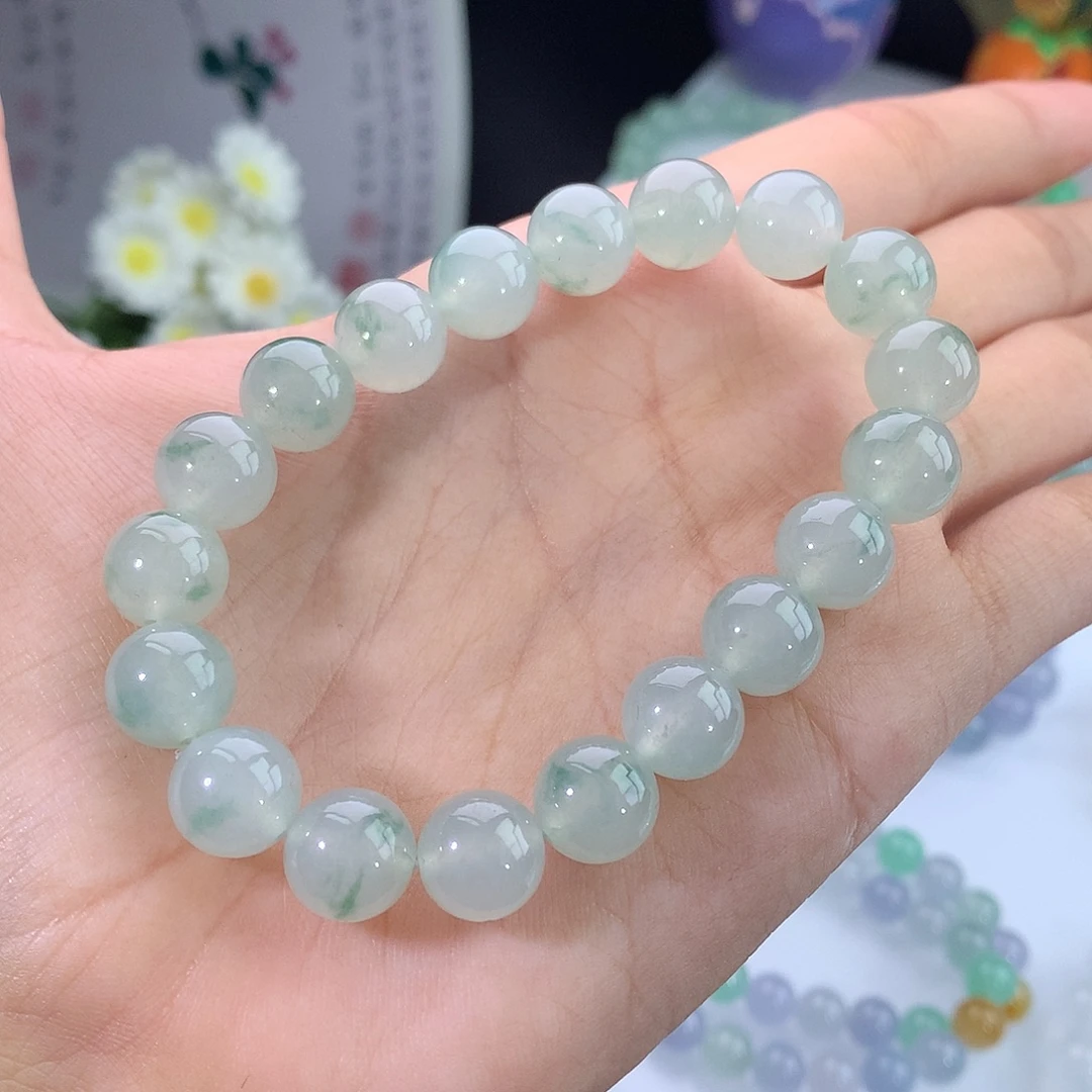 未镶嵌手链翡翠冰飘绿花手串