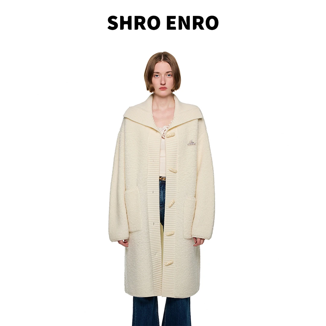 SHRO ENRO 2025秋冬新款时尚洋气百搭女装羊毛牛角扣S52W12YL064