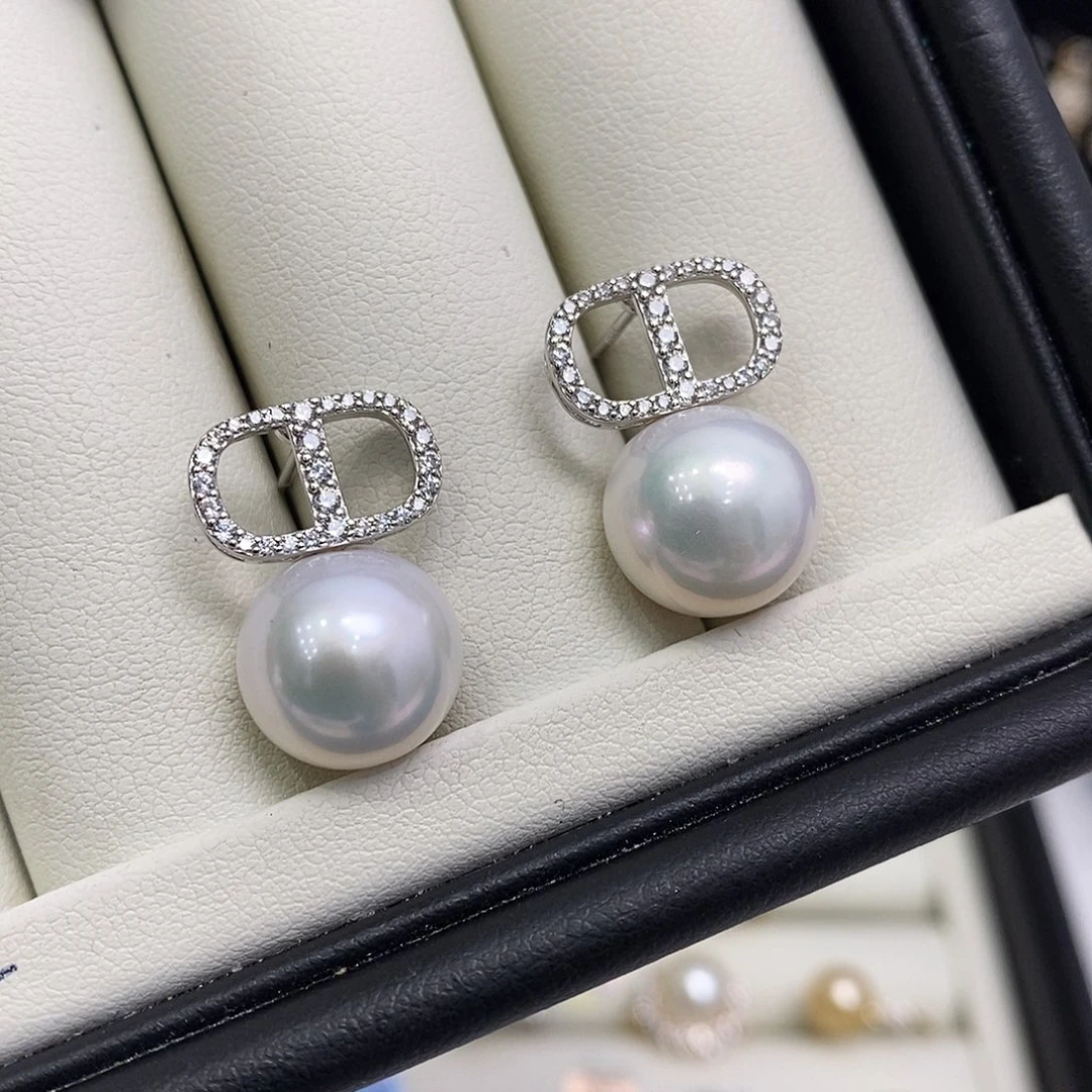 淡水珍珠耳饰银S925镶嵌