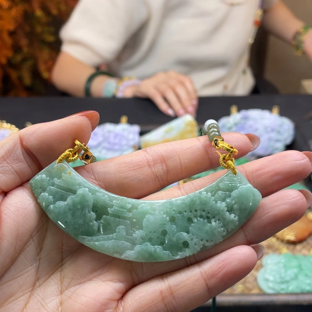 翡翠未镶嵌耳饰代编织