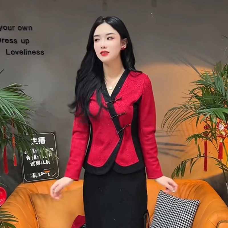 春季爆款时尚减龄修身显瘦V领纯色衬衫气质百搭洋气休闲女款上衣