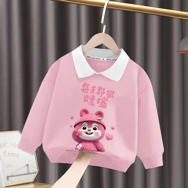 女童秋装卫衣翻领长袖polo衫2025春秋新款儿童中大童学院风上衣潮