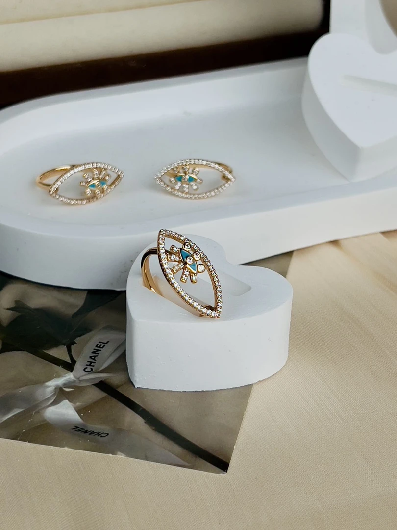 铜合金锆石戒指 铜合金078蓝眼睛民族风戒指个性设计款