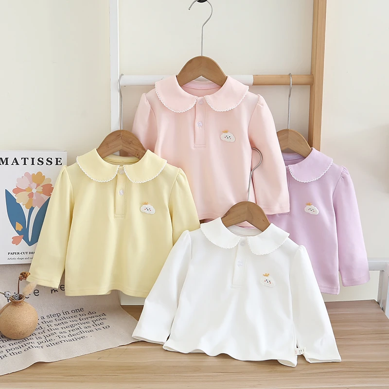 秋冬女宝娃娃领POLO衫内搭女童打底衫韩版纯棉内搭上衣