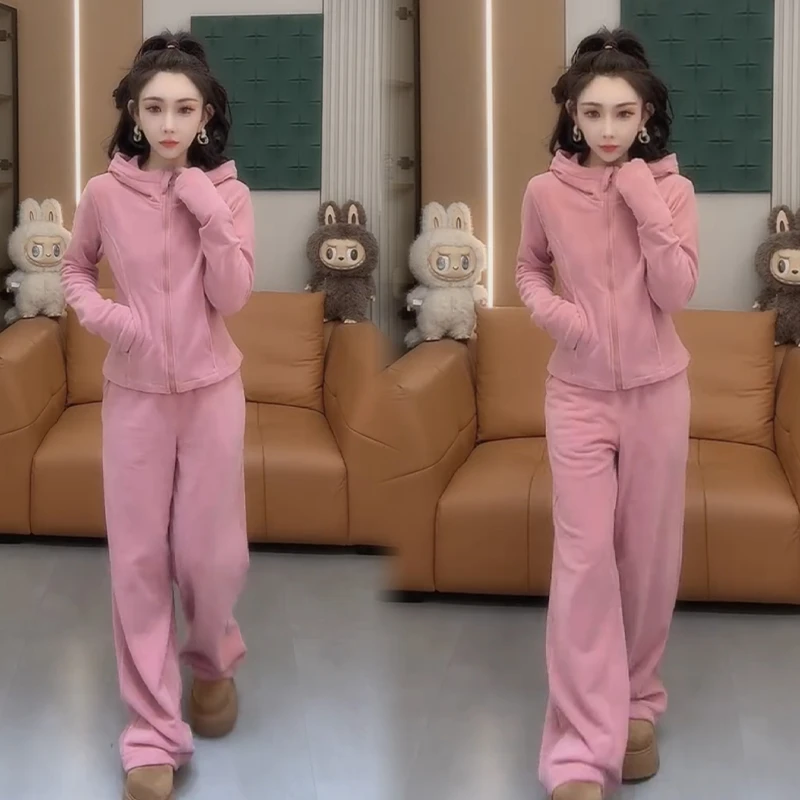 2025秋冬新款时尚显瘦气质网红高档套装女高级百搭宽松大码两件套