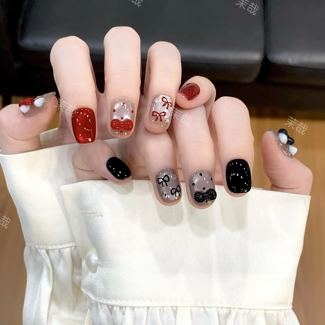 茉哉【凯蒂猫】纯手工定制美甲拆卸穿戴甲A3937