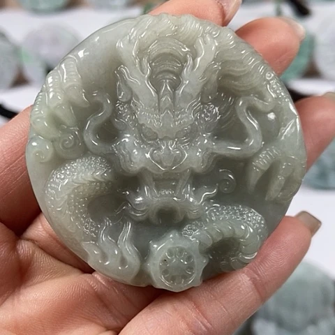 翡翠颈饰未镶嵌龙凤呈祥两面工福利