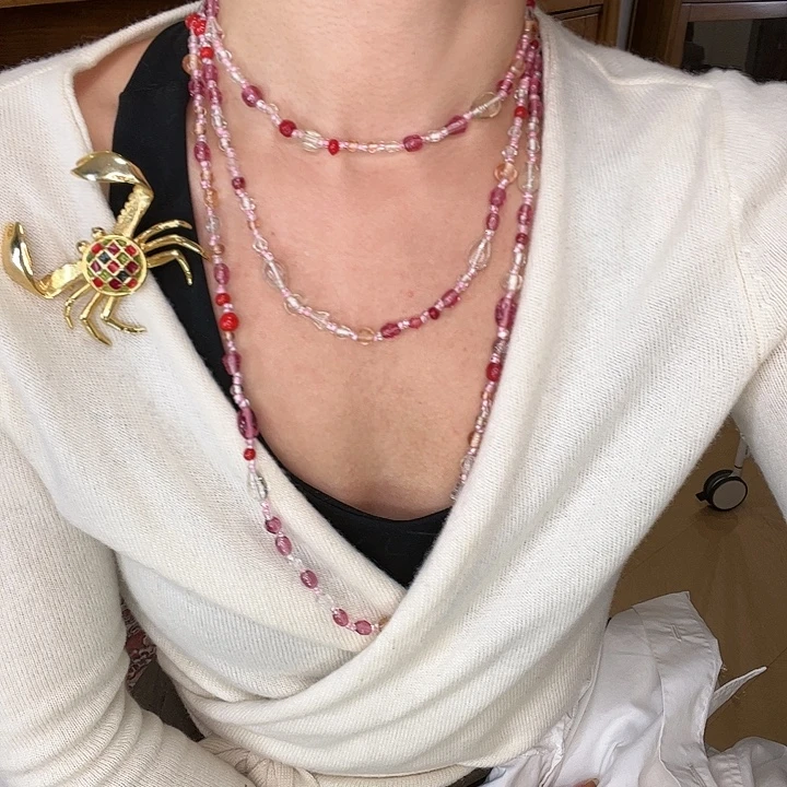 合成碳硅石铜合金中古项链