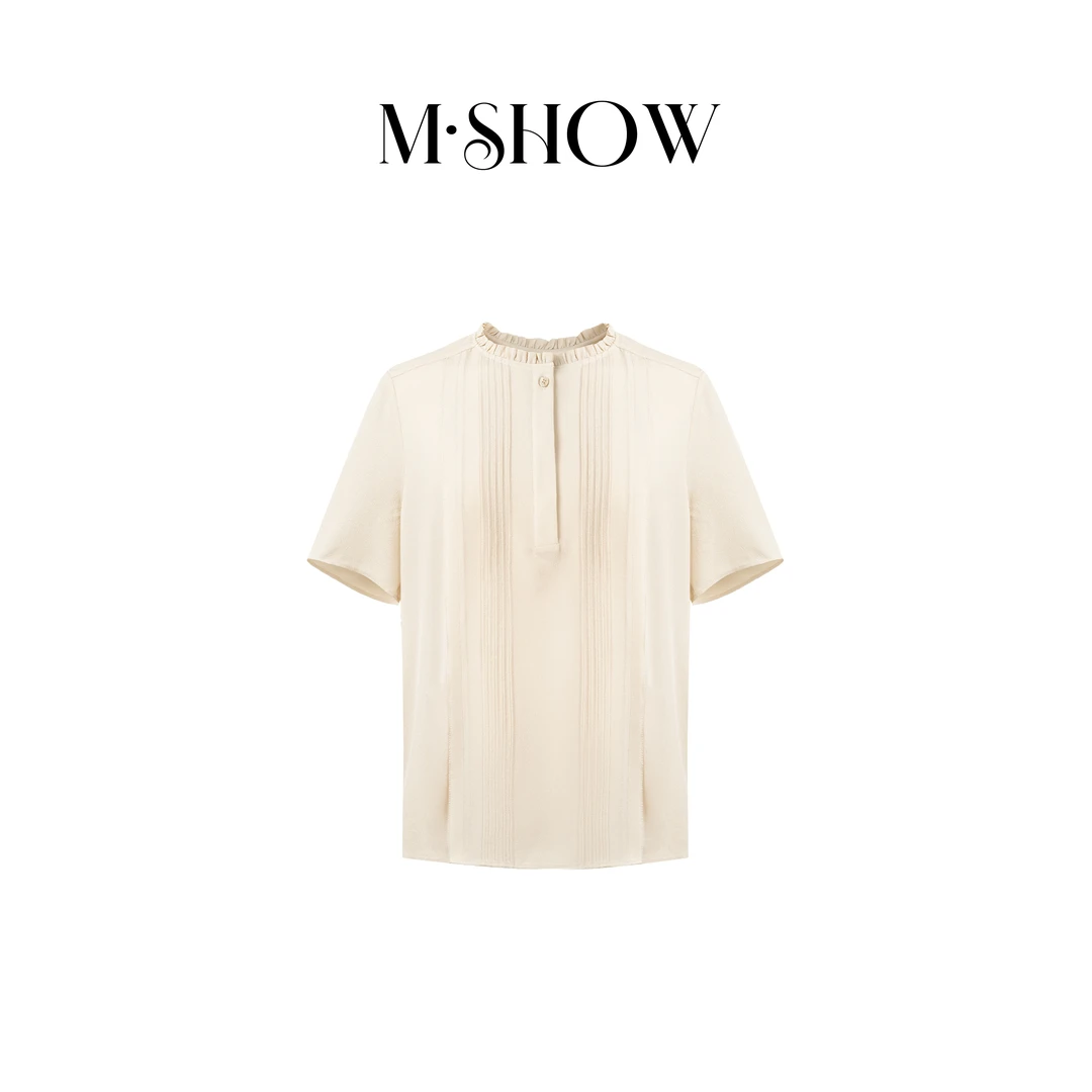 【鬼绉真丝】100%桑蚕丝26姆米鬼绉时尚女士短袖真丝衬衫5127C