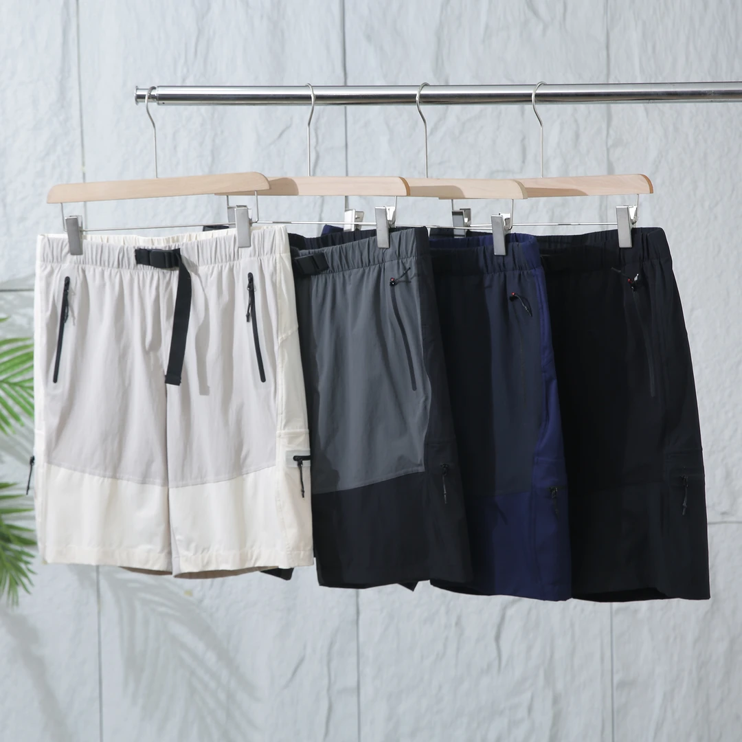 茑高端 男士春夏户外梭织轻薄透气撞色休闲工装短裤 五分裤24113