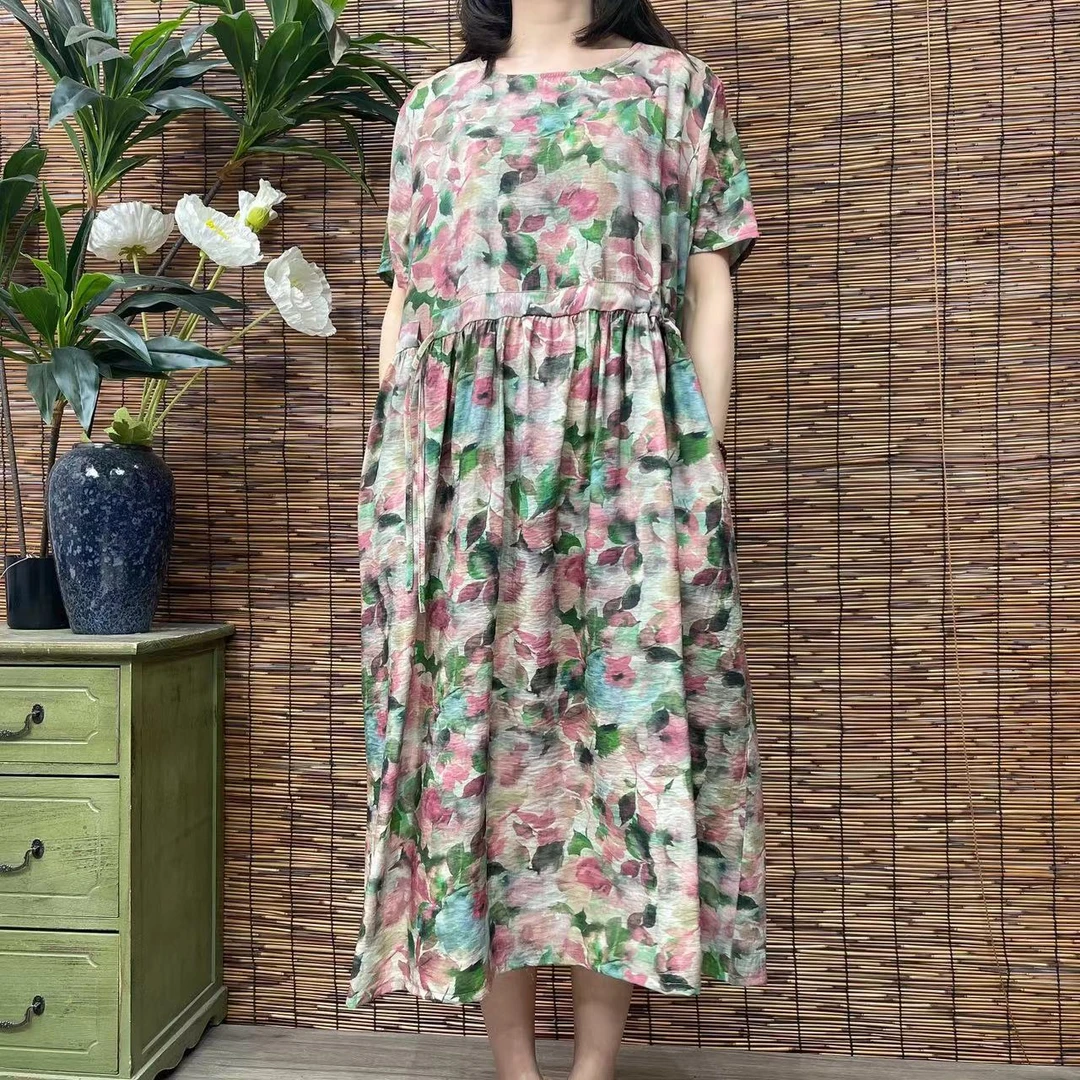 1641新款春夏洋气显瘦减龄遮肉连衣裙碎花裙QZ