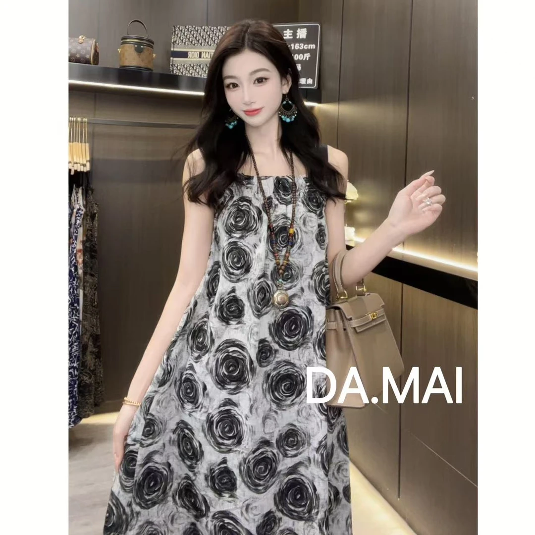 DA.MAI-8799#2025女款轻奢宽松长裙春夏缎料无袖气质时尚连衣裙