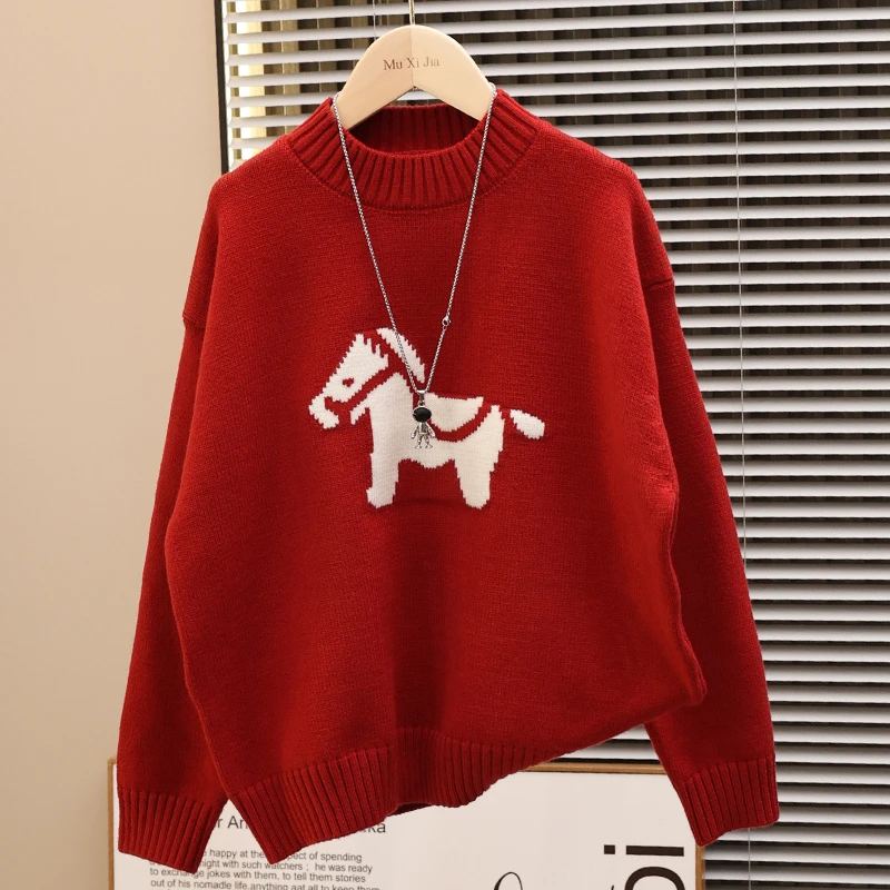 新年服儿童毛衣2026新款男女童秋冬装加厚保暖针织衫宽松打底洋气