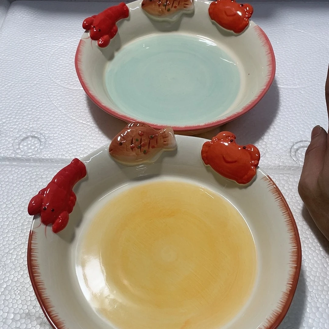陶瓷餐具家用鱼虾蟹盘子一个装