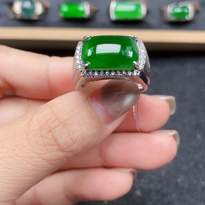 银S925镶嵌戒指翡翠编号3710没有运费险