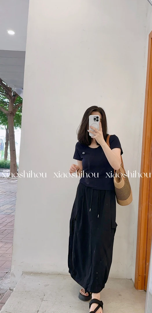 小时候女装店橡皮筋工装长半裙6826