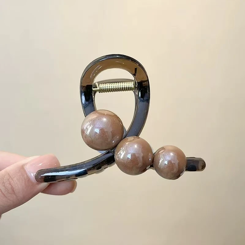 优雅永不过时~珠珠发夹女新款后脑勺盘发鲨鱼夹时2520