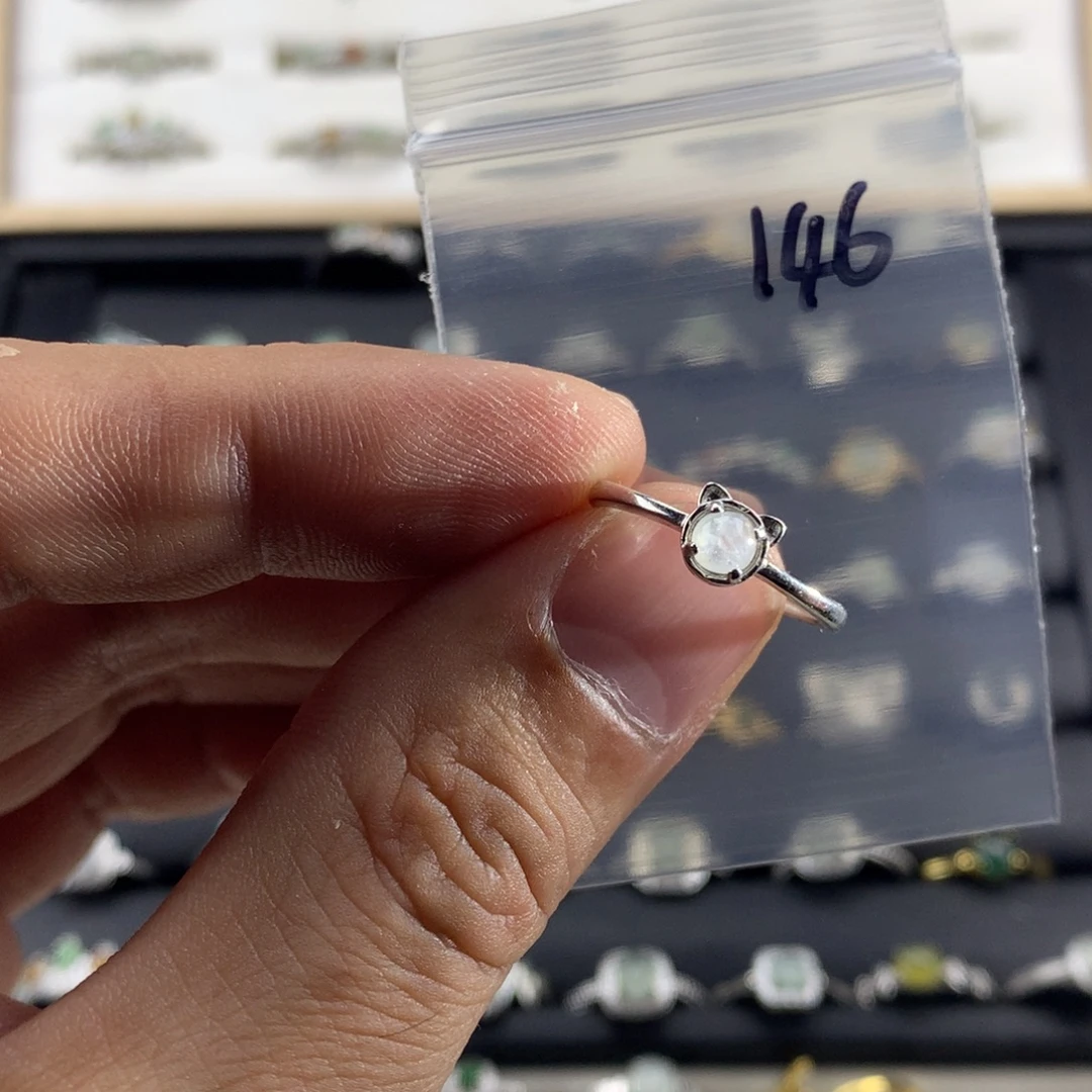 只***你翡翠银S925镀金镶嵌戒指146