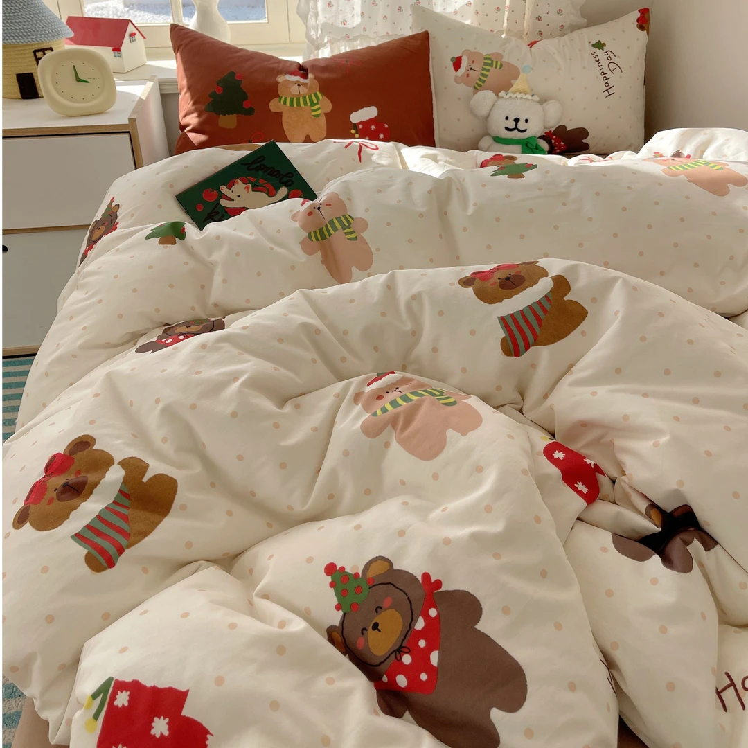 小玲子 欢乐小熊熊 全棉纯棉活性印染工艺款套件 可爱卡通风