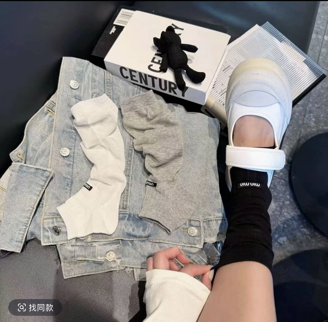 小两口甜夏季薄款气质百搭踩脚半掌显瘦透气堆堆袜套88252牛仔