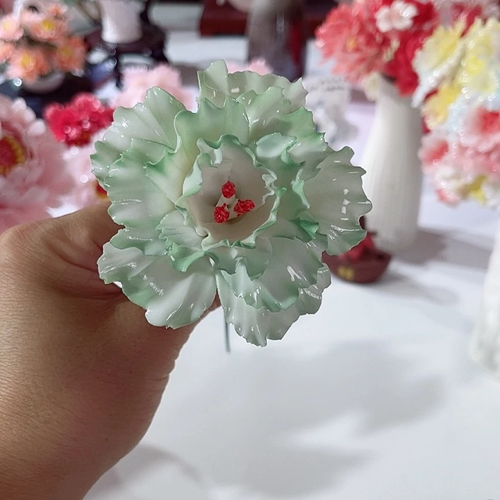 摆件德化工厂陶瓷手工捏花